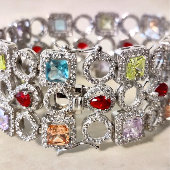 Dazzling Sterling Silver 925 Gemstones Bracelet - Picture 4 of 16